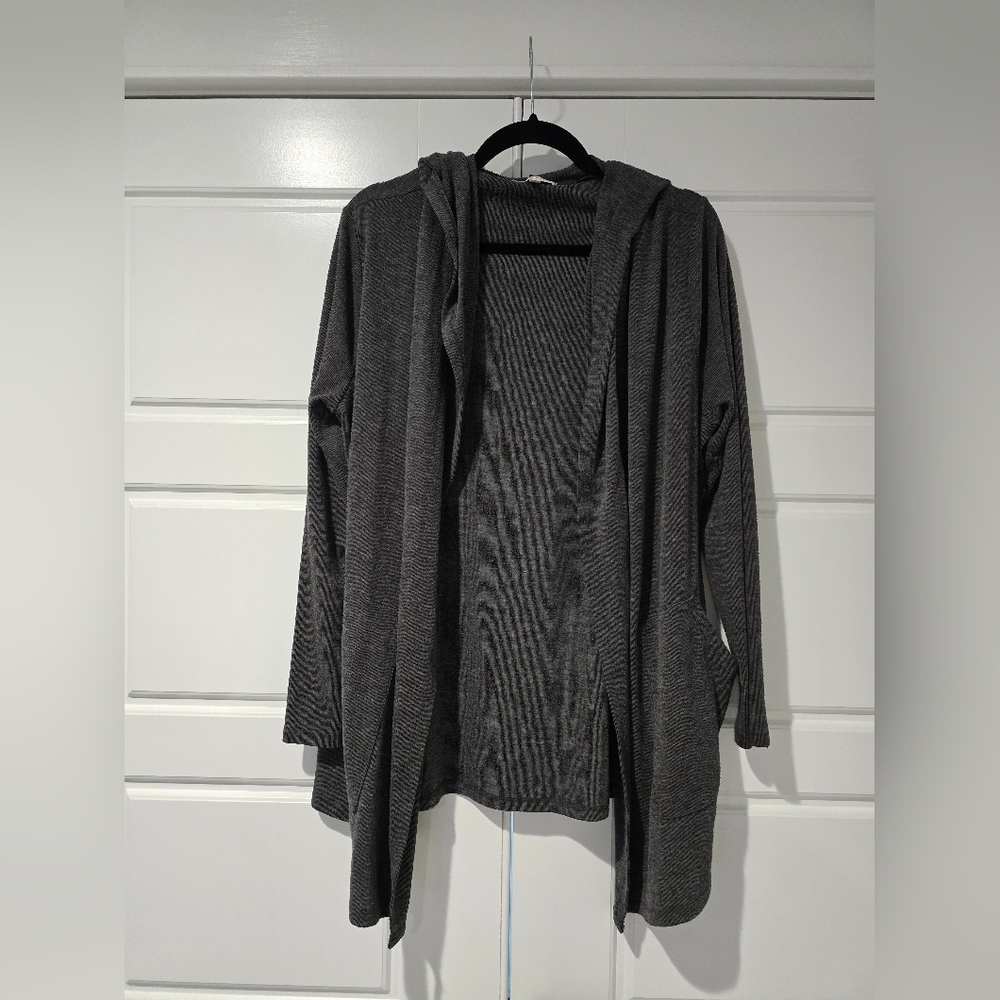 Gray Women's Open Front Sweater🖤 Stevie Hender Draped Hoodie Cardigan – Size L